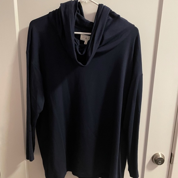 Lou & Grey Cowl Neck Sweatshirt in Navy - Picture 2 of 8